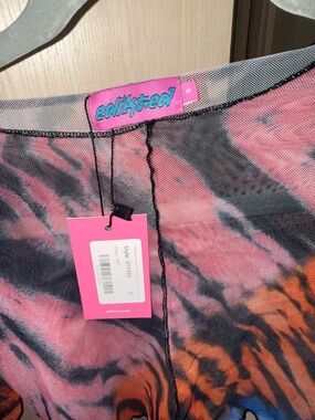 Edikted Pink and Orange Sheer Mesh Top